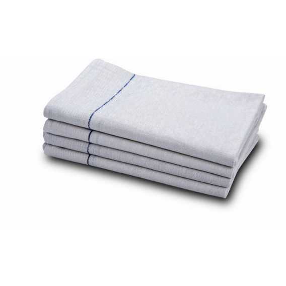 Obrázok pre Pracovný krepový uterák MEDI 220g/m2, 100% bavlna - BIELY S MODRÝ PRUHOM